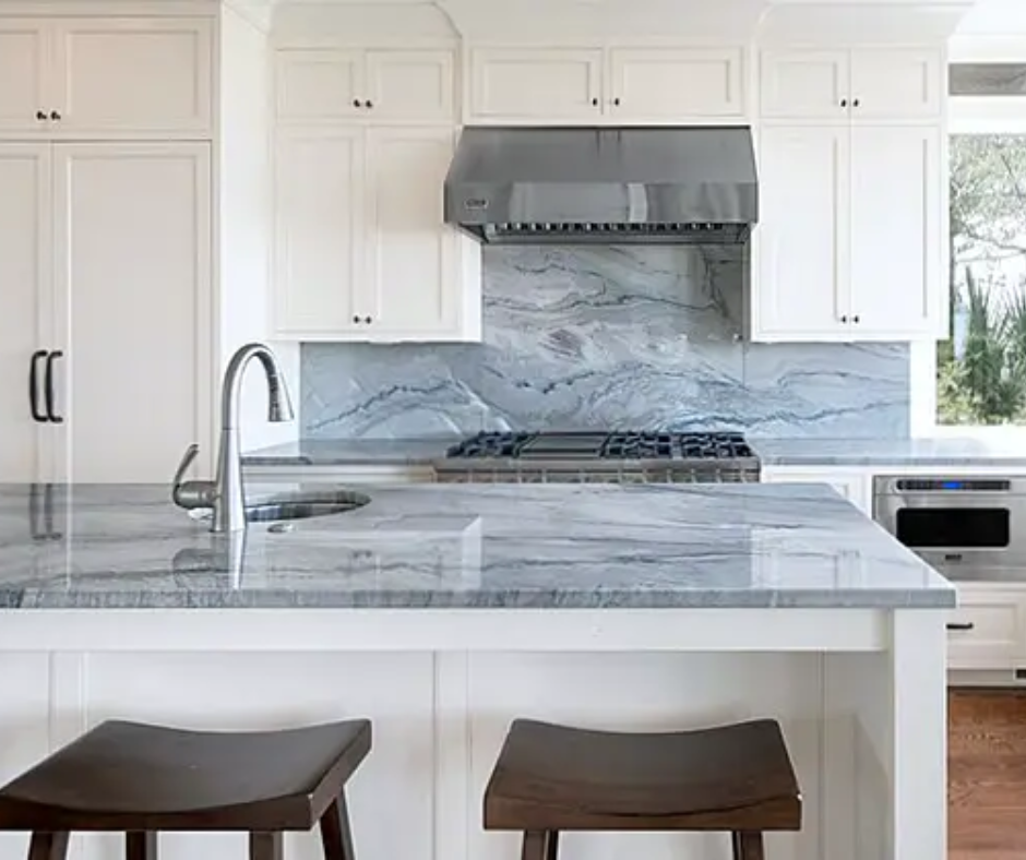 kitchen side view with Natural Quartzite