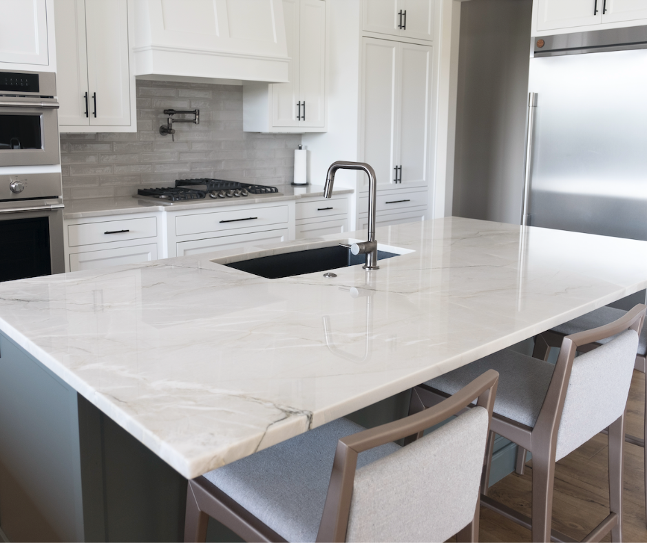 kitchen side view with Natural Quartzite